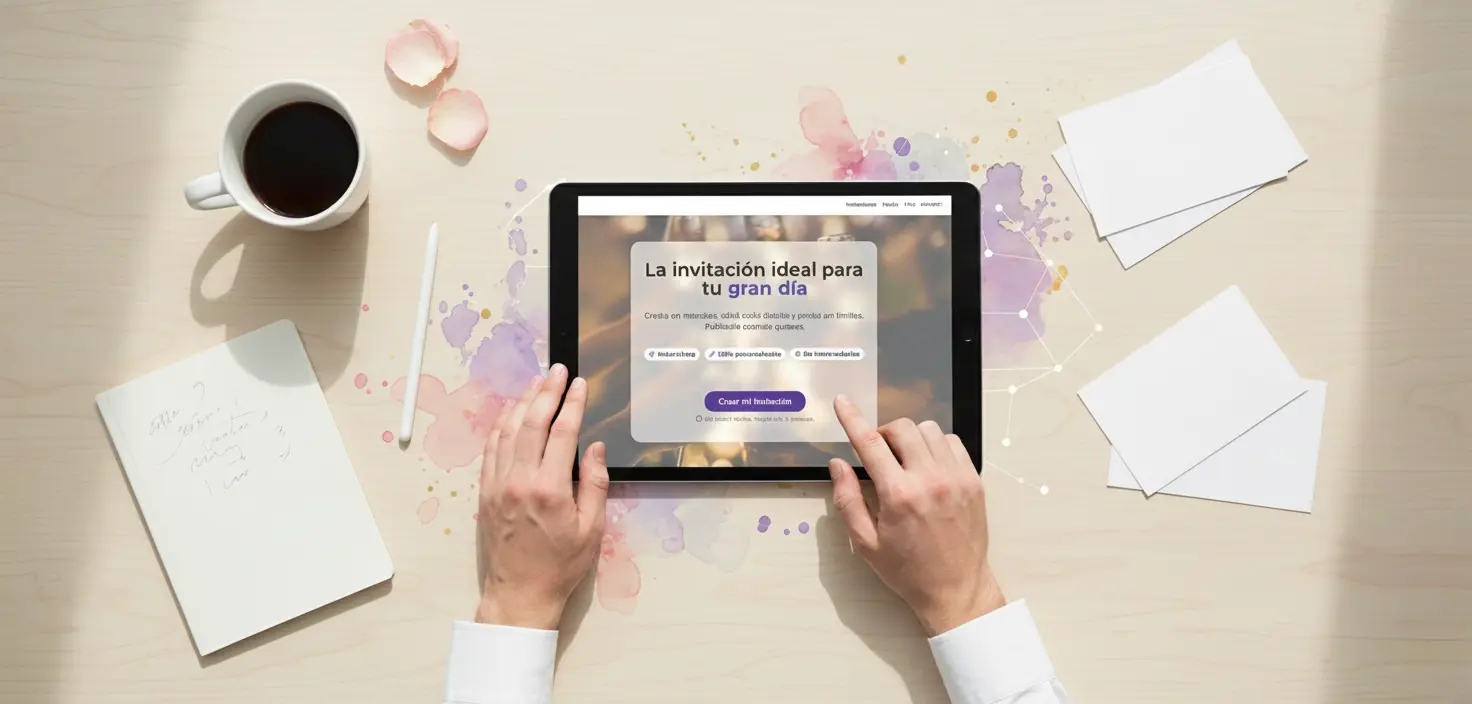Invitación digital para bodas de El Gran Día en celular, una alternativa moderna a Agenda la Fecha en Argentina.